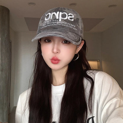 American Style CAMO Letter Embroidery Baseball Hats New Unisex Breathable Hip Hop Sunshade Versatile Niche Fashion Peaked Caps