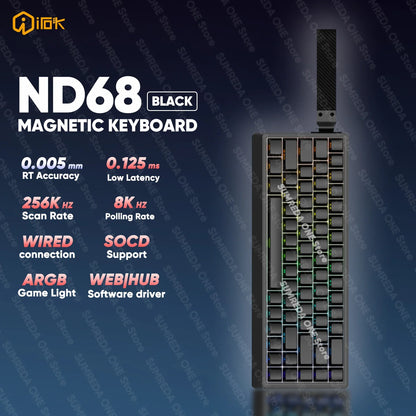 IROK ND63 Max ND63 Ultra ND68 Pro Gaming Magnetic Mechanical Keyboard 60% Layout RT0.001mm 8K 0.125ms Delay Wired Gamer Keyboard