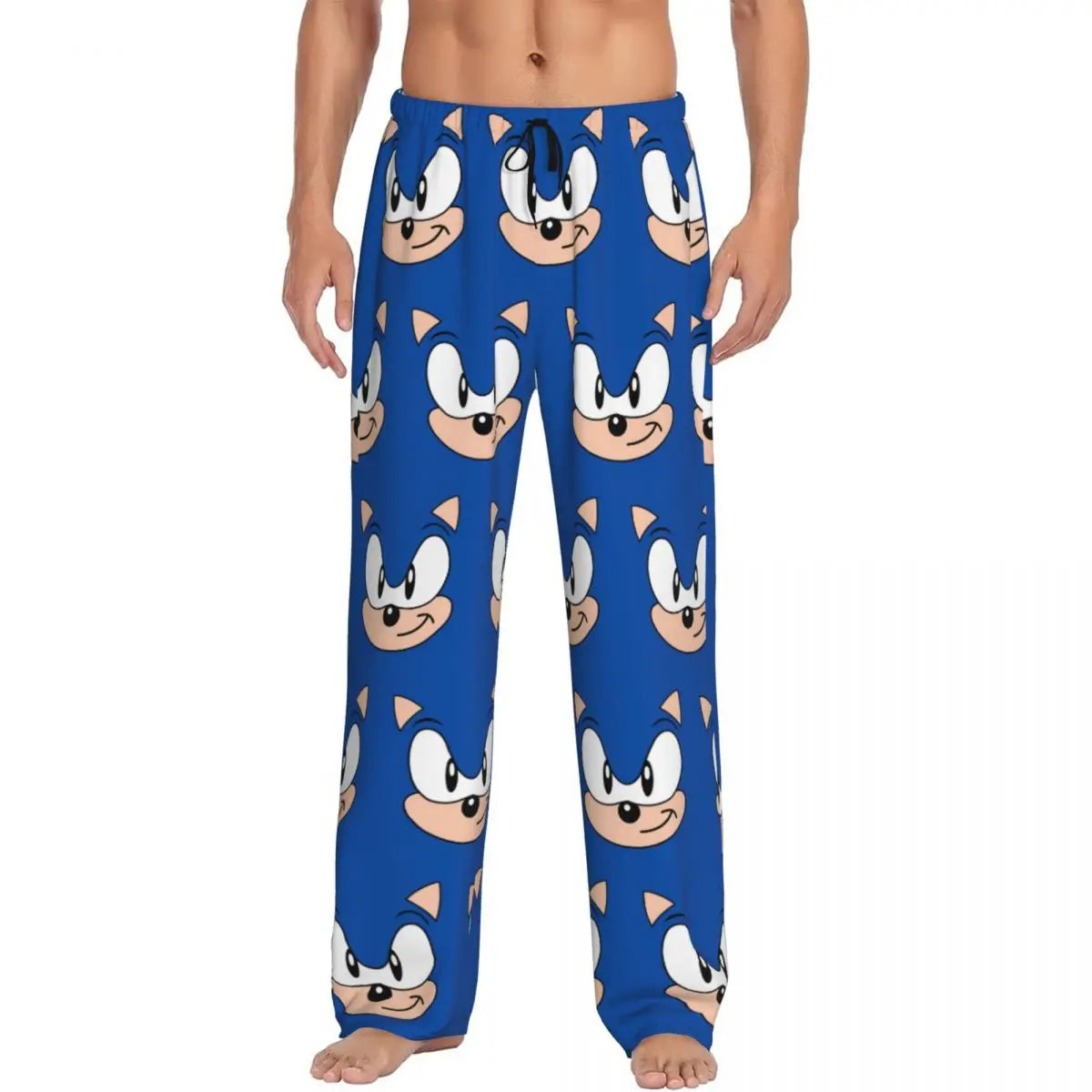 Pantalones de pijama personalizados para hombre con estampado «Soniced», con motivo de erizo, ropa de dormir, pantalones de estar por casa con bolsillos