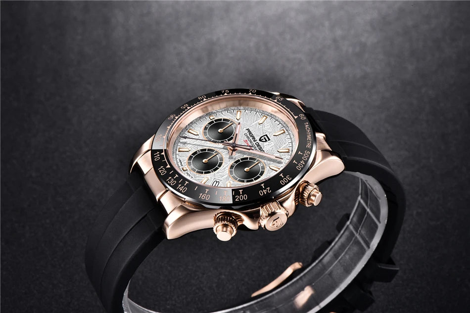 PAGANI DESIGN V2 40MM Meteorite Dial Men Quartz Watches Sapphire Retro Chronograph Waterproof Watch For Men
