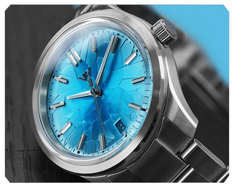 WM Watch Automatic Mechanical Watch NH35 Glacier Series 100M Waterproof AR Coated Sapphire Welly Merck Watch for Men WM226