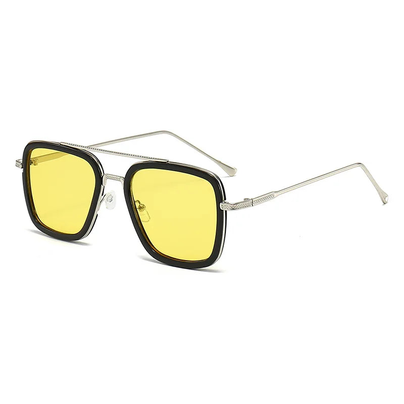 Ochelari de soare pătrați pentru bărbați, ochelari de soare metalici în stil steampunk pentru femei, ochelari de soare la modă pentru activități în aer liber, accesoriu unisex