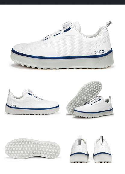 Couple Golf Shoes Men's White Waterproof Rotating Buckle Fitness Spikeless Non-slip Golf Golfer Training Golf Sneakers Women