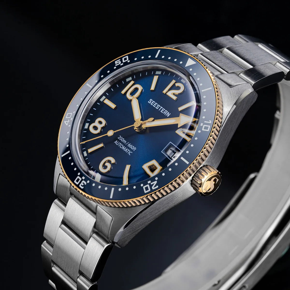 SEESTERN Diver Men Watch Automatic Mechanical Wristwatches NH35 Movement Ceramic Bezel 20Bar Waterproof Sapphire Luminou S434-2