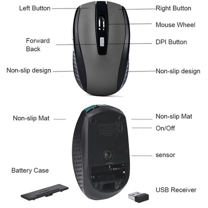 2.4G Wireless Mouse 7500 DPI Ergonomic Gaming Mouse with 6 Buttons, 4-Way Scroll Wheel, USB Optical Wireless Mouse for PC, Laptop & MacBook