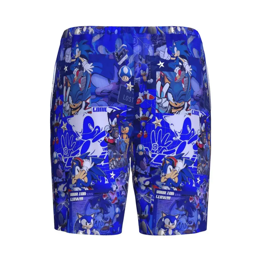Pantalones cortos de pijama personalizados de Sonic the Hedgehog para hombre, para dormir y estar por casa