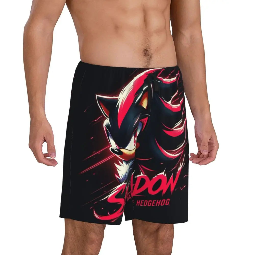 Pantalones cortos de pijama personalizados de Sonic the Hedgehog para hombre, para dormir y estar por casa