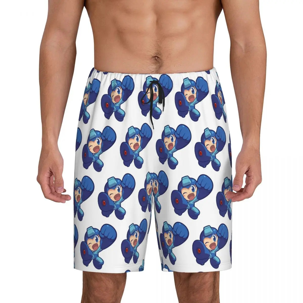 Pantalones cortos de pijama personalizados de Mega Man, para hombre, ropa de dormir, pantalones cortos de estar por casa, pantalones para dormir