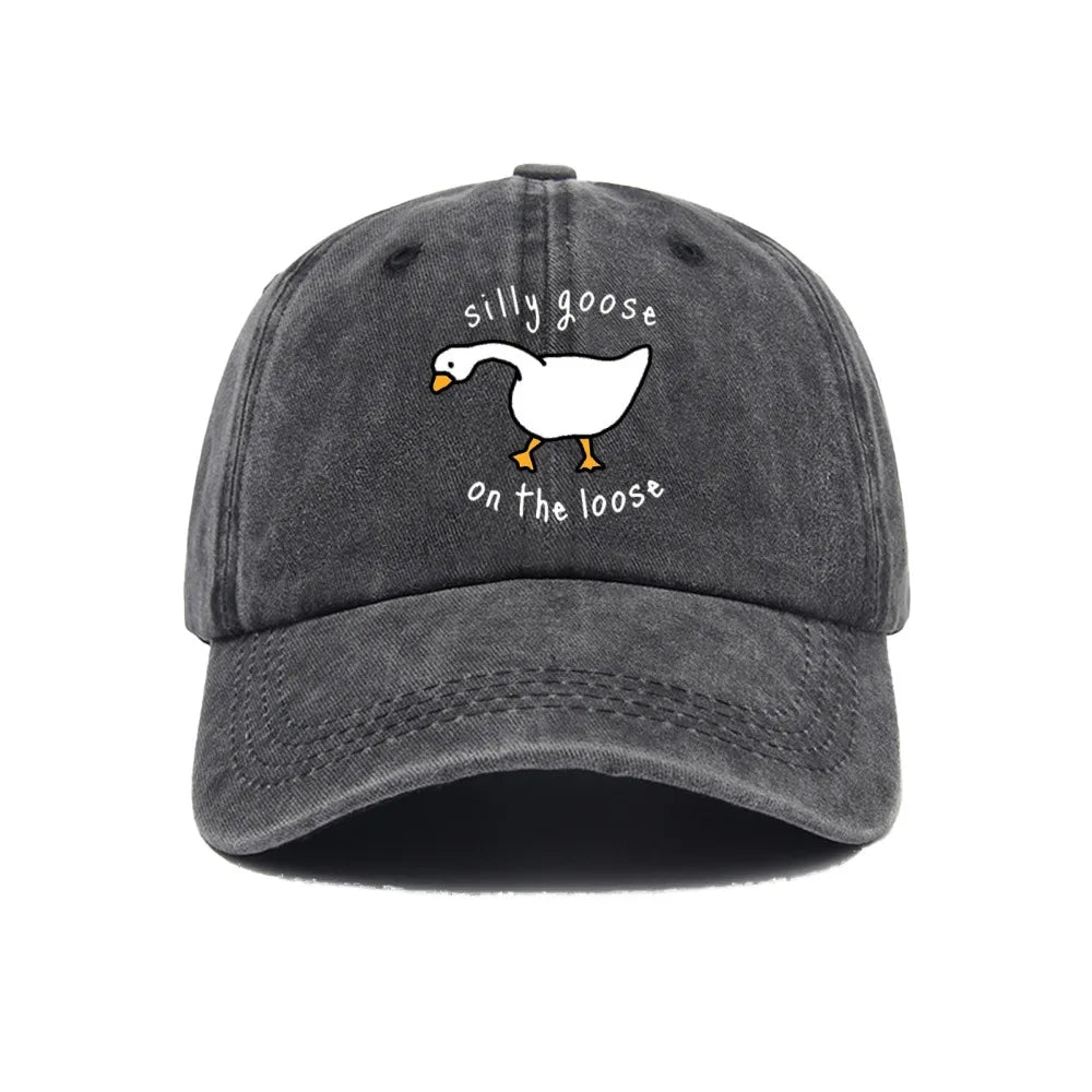 Big Goose Printed Baseball Hat for Men and Women, Small Fresh Soft Top Duck Tongue Hat, Sunshade Hat, Outdoor Sunscreen