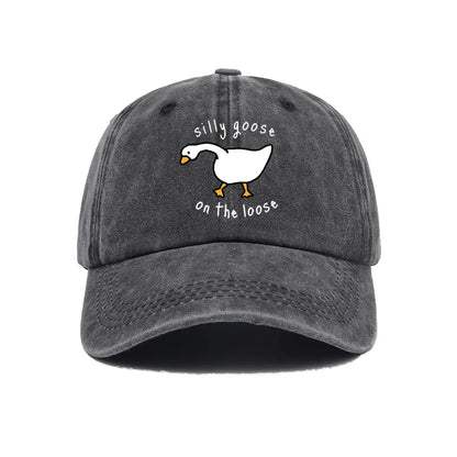 Big Goose Printed Baseball Hat for Men and Women, Small Fresh Soft Top Duck Tongue Hat, Sunshade Hat, Outdoor Sunscreen