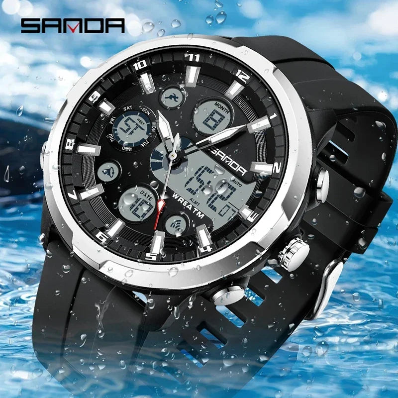 SANDA 9053 G Sportieve militaire herenhorloges Luxe digitaal horloge 50 m waterdicht quartz-polshorloge voor mannen Relogios Masculino