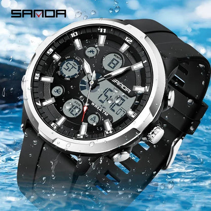 SANDA 9053 G Sportieve militaire herenhorloges Luxe digitaal horloge 50 m waterdicht quartz-polshorloge voor mannen Relogios Masculino