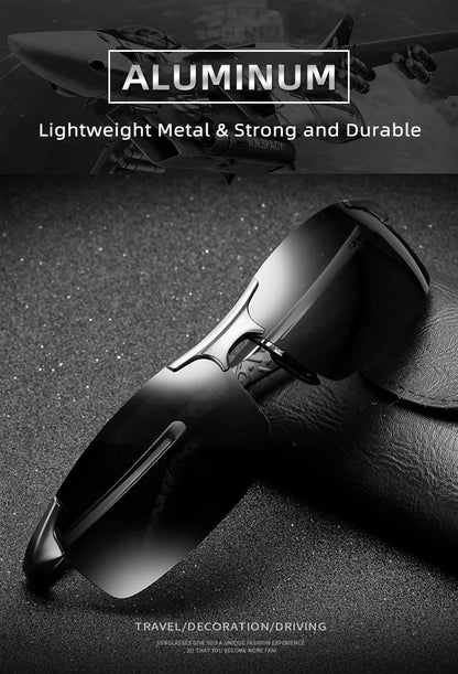 CLLOIO Brand Men's Polarized Sunglasses Aluminum Frame UV400 Anti-Glare Sun Glasses Male Driving Glasses Rimless Oculos De Sol
