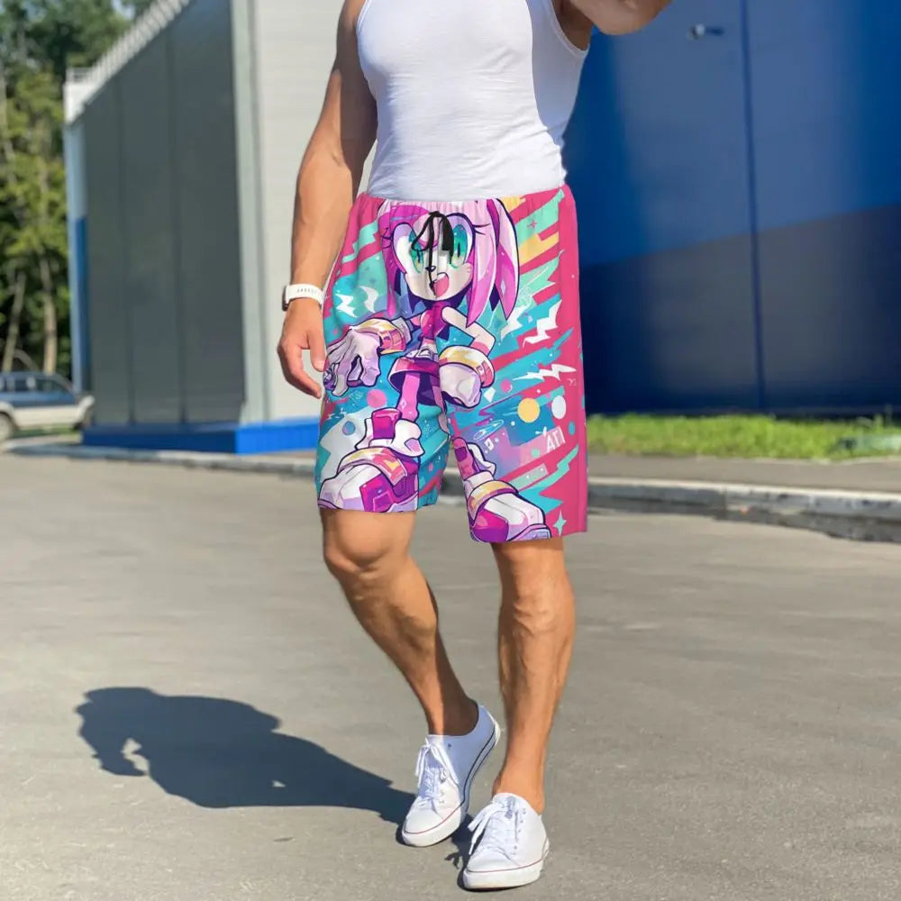 Pantalones cortos de pijama personalizados de Sonic the Hedgehog para hombre, para dormir y estar por casa