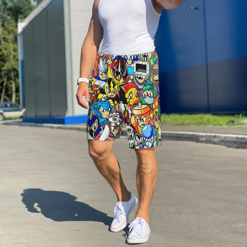 Pantalones cortos de pijama personalizados de Mega Man, para hombre, ropa de dormir, pantalones cortos de estar por casa, pantalones para dormir