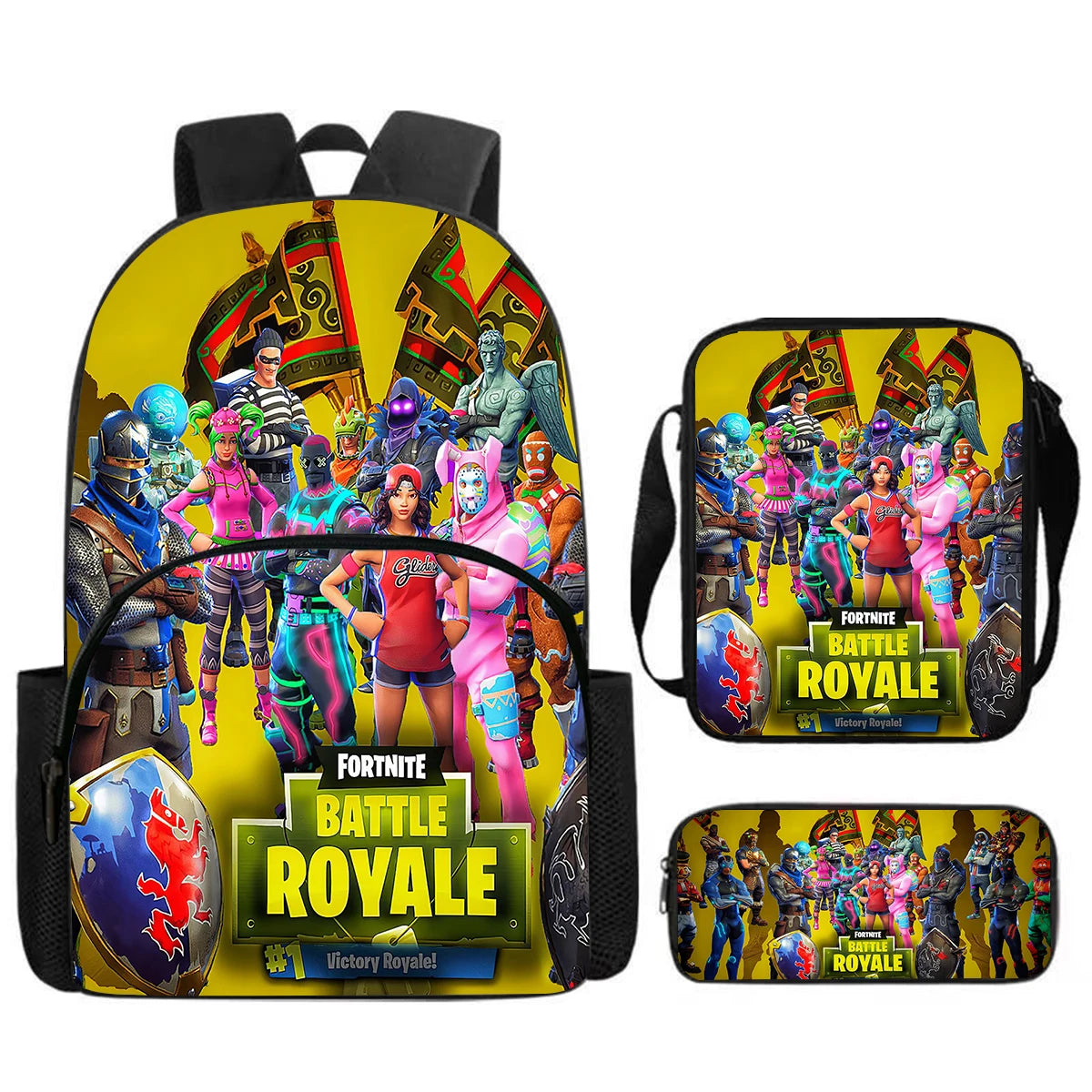 Fortnite 3Pcs Bag Set, Backpack with Front Pocket, Crossbody Bag and Pencil Case,  Boys girls The best gift for children