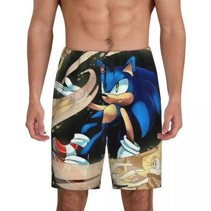 Pantalones cortos de pijama personalizados de Sonic the Hedgehog para hombre, para dormir y estar por casa