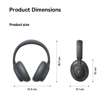 Baseus Bass BH1 NC Lite ANC Wireless Headphones Bluetooth 6.0 Noise Cancelling Headset 80H Battery Over Ear Earphones