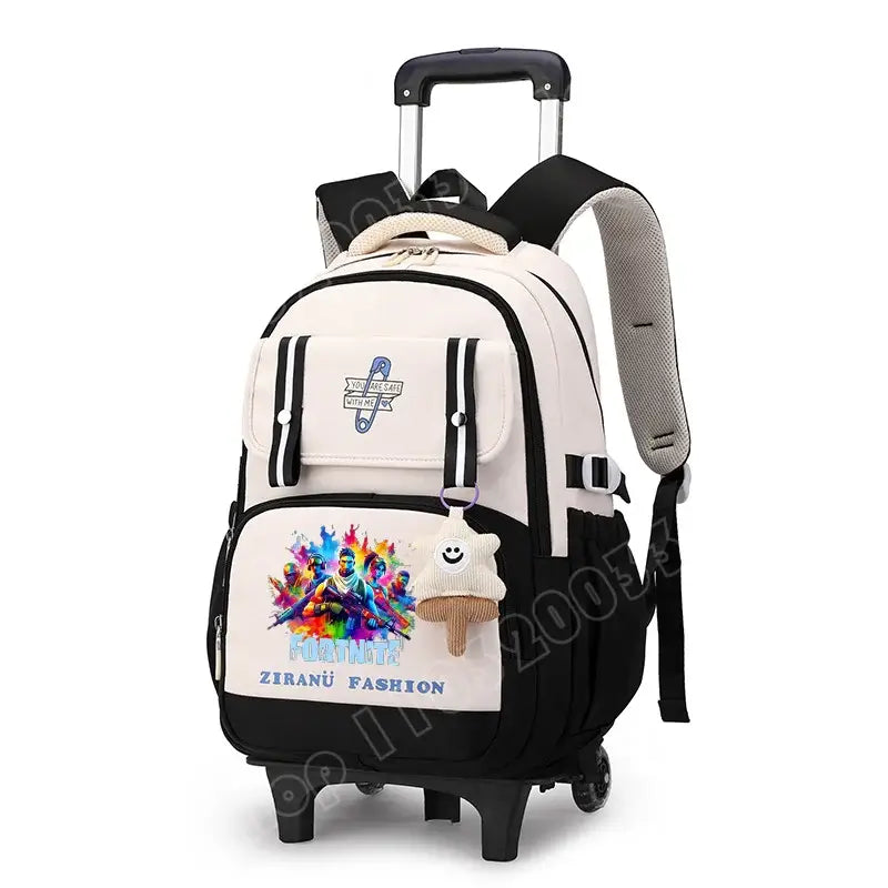 Fortnite Student Rolling Backpack Large Capacity Waterproof Lightweight Design Minimalist Laptop School Bag Casual Travel Bag
