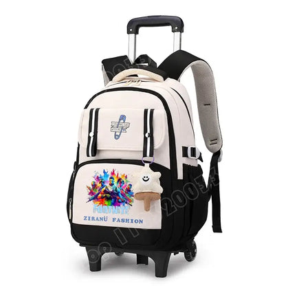 Fortnite Student Rolling Backpack Large Capacity Waterproof Lightweight Design Minimalist Laptop School Bag Casual Travel Bag