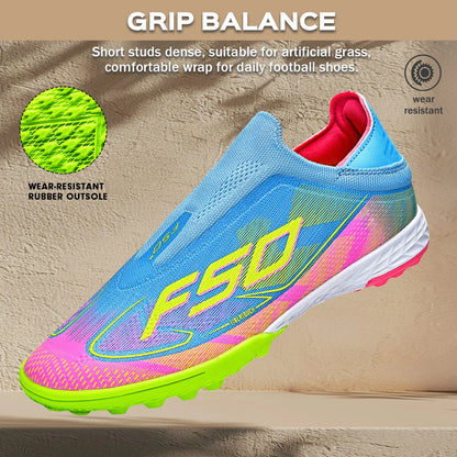TF Soccer Shoes for Training, Anti-Slip, Wear-Resistant, Firm Grip, Ankle Protection, Lightweight, Comfortable