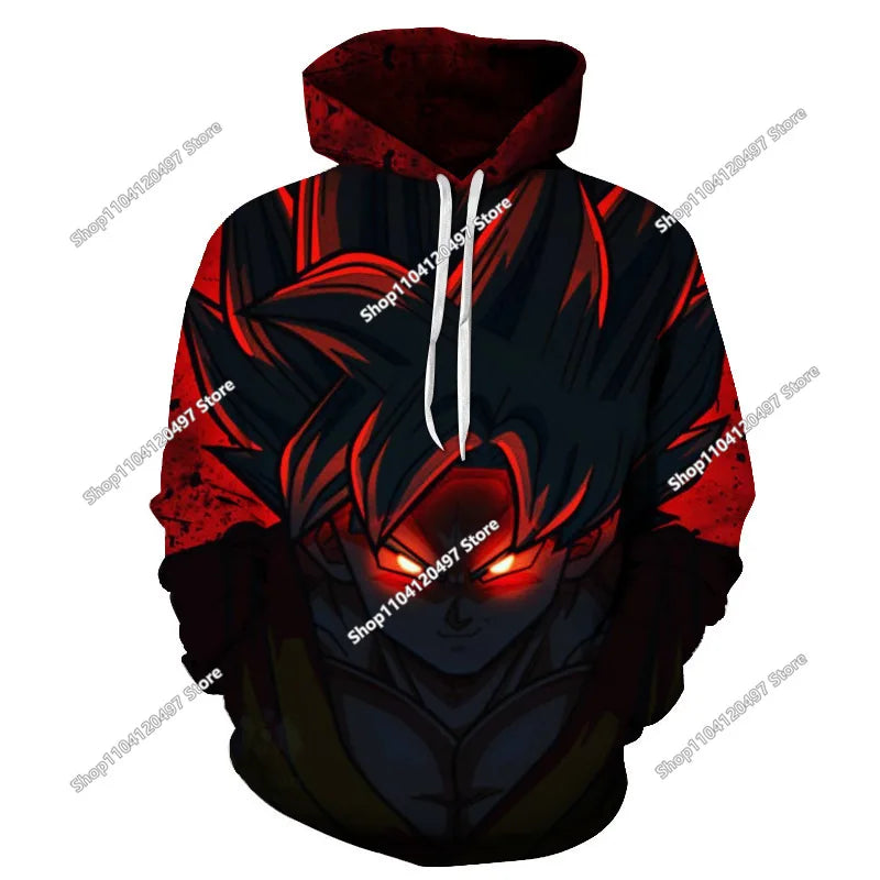Sudadera con capucha de Dragon Ball para niños y niñas, nuevo estilo de otoño e invierno: sudadera creativa, holgada y versátil con capucha