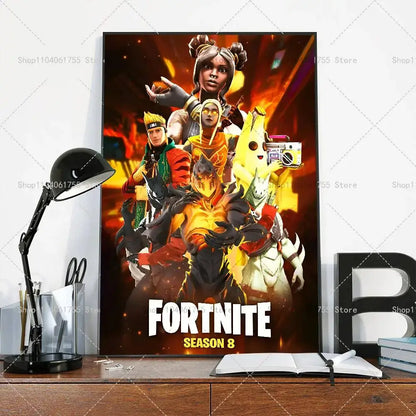 F-Fortnites-Game beliebtes Poster, selbstklebender Kunst-Wandsticker aus wasserfestem Papier für Café, Bar und Zimmerdekor