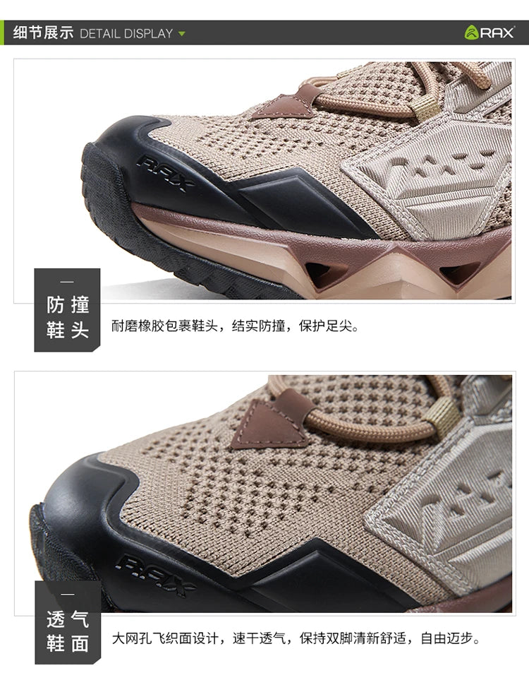 RAX Running Shoes Men & Women Outdoor Sport Breathable Lightweight Sneakers Air Mesh Upper Anti-Slip Natural Rubber Outsole