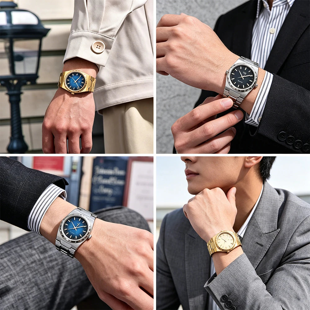 PAGANI DESIGN Men's Quartz Watches Ultra-Thin 7mm Series 37mm Sapphire Stainless Steel Waterproof Watches for Men TMI VJ21