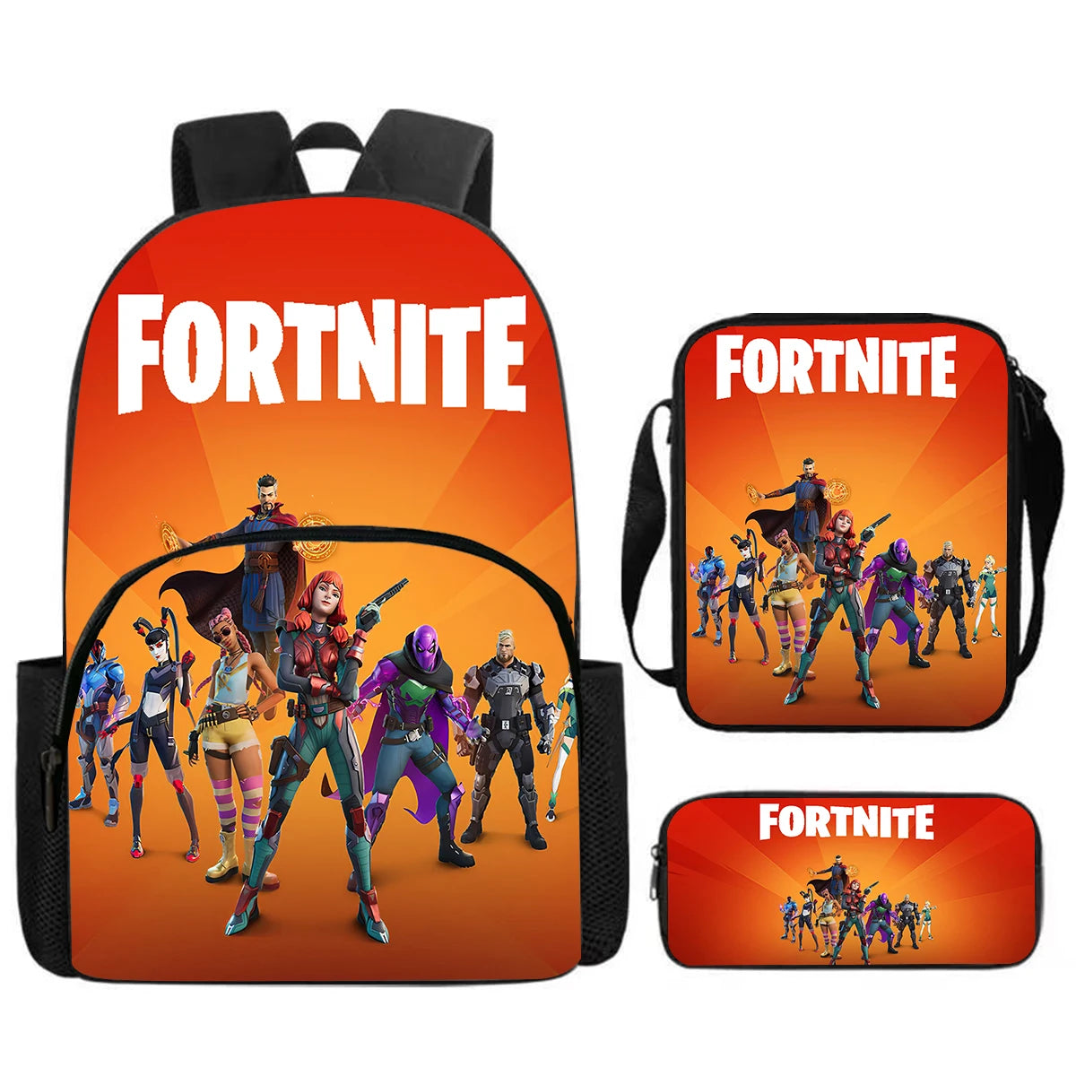 Fortnite 3Pcs Bag Set, Backpack with Front Pocket, Crossbody Bag and Pencil Case,  Boys girls The best gift for children