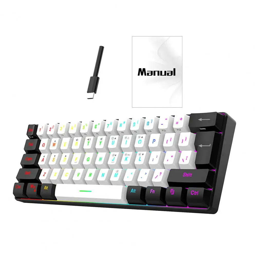 Rgb Keyboard Compact 61-key Wired Mechanical Gaming Keyboard with Rgb Light Design for Lightweight Computer Use