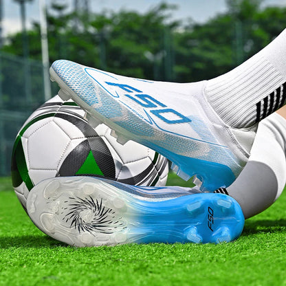 Chaussures de football respirantes AG pour hommes et femmes, chaussures de football professionnelles antidérapantes, chaussures de sport d'extérieur, crampons d'entraînement