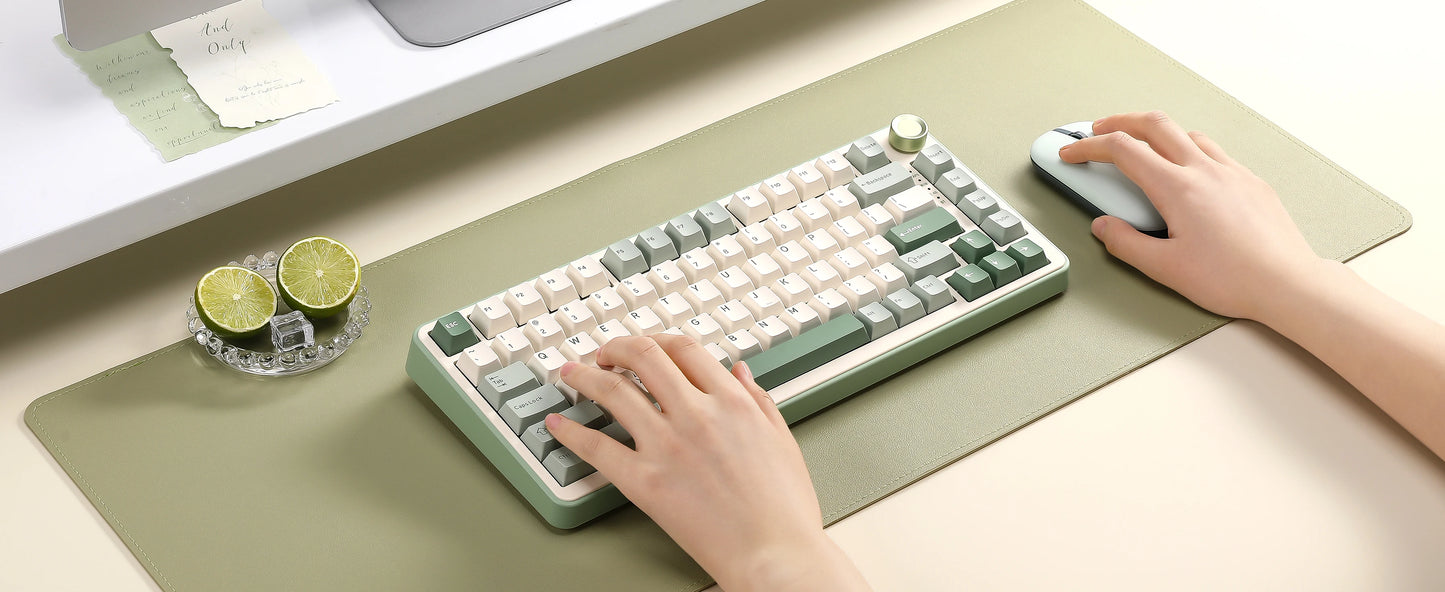 YUNZII B75 PRO Green Mechanical Gaming Keyboard, Gasket 75 Knob RGB Keyboard, BT/Wired/Wireless Hot-Swap Custom Creamy Keyboard