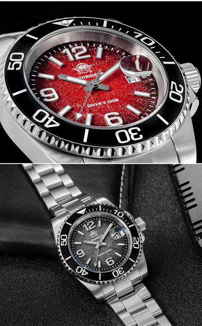 ADDIESDIVE 48mm Diver Watch Fashion Gradient Color Rotatable Bezel Quartz Watches Luminous 200m Waterproof Stainless Men's Watch
