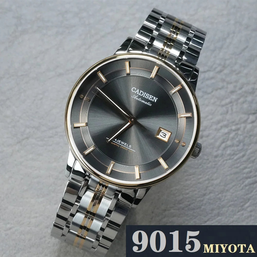 CADISEN Mechanical Wristwatches MIYOTA 9015 Movement Automatic Ultra-thin Watch Sapphire Waterproof Rose Gold Business Watches