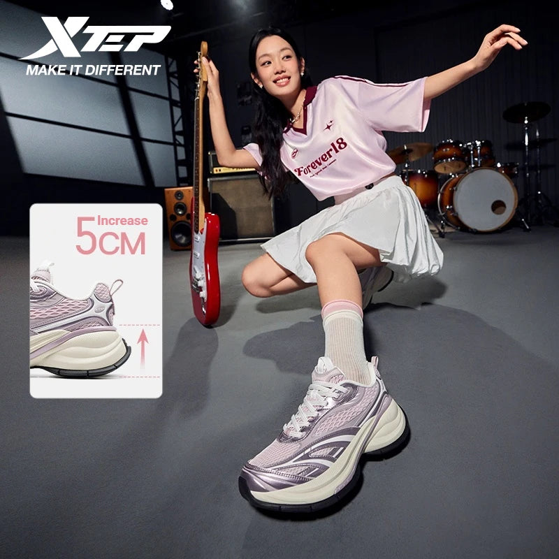 Xtep Basque 3 Sneakers Women Lightweight Wear-Resistant Trendy Durable Thick Sole Casual Sports Female Shoes 874218320006