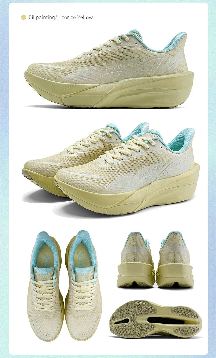 IRUNSVAN Carbon Fiber Sneakers Beginner/Advanced Running Shoes Breathable and Comfortable Thick Bottom Training Shoes Unisex 130