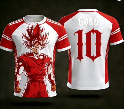 New Dragon Ball Z NO.10 Goku Anime Football Jersey 2026 Summer Plus Size Breathable Jersey Cosplay Short Sleeve T-shirt Y2k