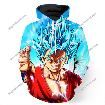 Sudadera con capucha de Dragon Ball para niños y niñas, nuevo estilo de otoño e invierno: sudadera creativa, holgada y versátil con capucha