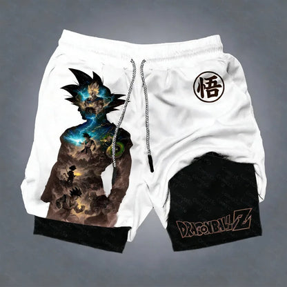 Pantalones cortos unisex de verano con estampado de anime de Dragon Ball Goku, estilo Harajuku, nuevos, holgados, deportivos, transpirables, de secado rápido y de doble capa