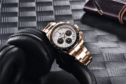 PAGANI DESIGN V2 40MM Meteorite Dial Men Quartz Watches Sapphire Retro Chronograph Waterproof Watch For Men