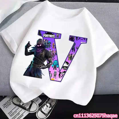 New Fortnites Kids T-shirts Cartoon Letter Graphic T-shirts Boys Girls Summer Casual Sports Short Sleeves Tops Children Clothing