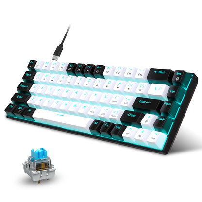 Hot sale HXSJ V800 68 key wired keyboard Hot swappable switch ergonomic ice blue backlight durability gaming mechanical keyboard