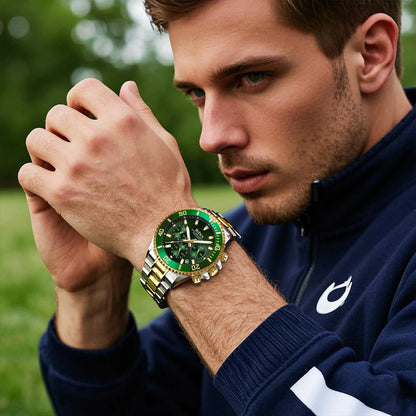 BIDEN Multi-functional men's quartz watch luxury waterproof night light business style diving series casual fashion watch