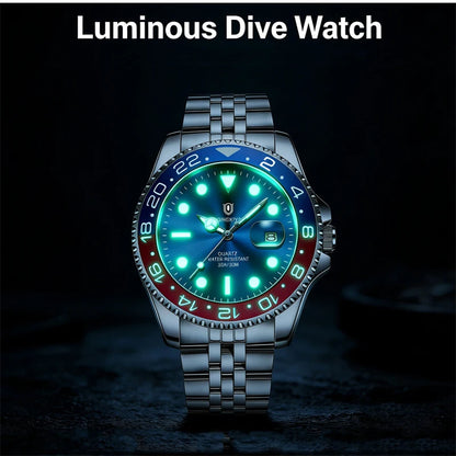 QINGXIYA Luxe herenhorloges met kwartsmechanisme, roestvrij staal, waterdicht, verlicht, datumweergave, herenpolshorloge, reloj hombre