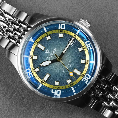 CADISEN Automatic Mechanical Watch Men's Silver Business Casual Waterproof Watch Japan MIYOTA 8215 Movement Domed Glass Men's Watch