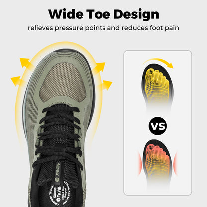 Fittington Men's Walking Shoes Extra Wide Sneakers Comfortable Lightweight Running Sports Shoes with Arch Support for Flat Feet