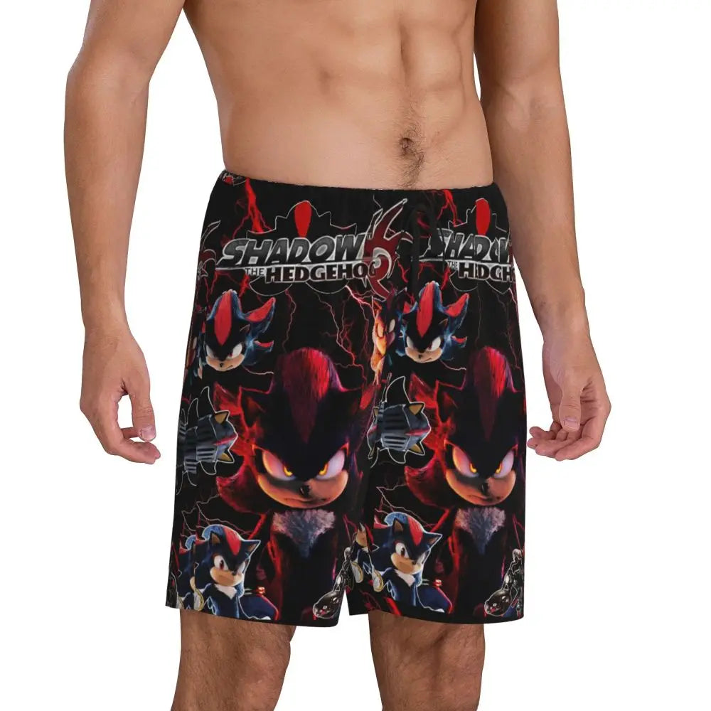 Pantalones cortos de pijama personalizados de Sonic the Hedgehog para hombre, para dormir y estar por casa