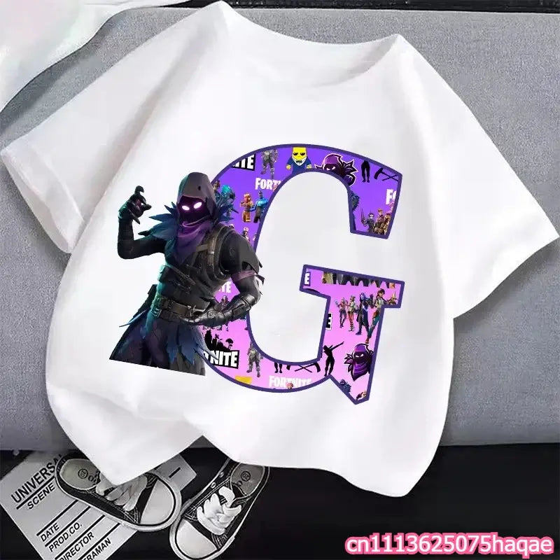 New Fortnites Kids T-shirts Cartoon Letter Graphic T-shirts Boys Girls Summer Casual Sports Short Sleeves Tops Children Clothing