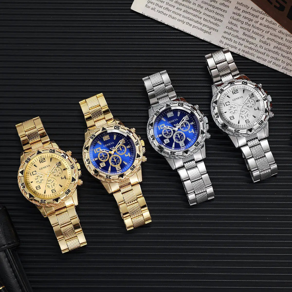 1/4PCS Fashion Business Men Watch Luxury Big Dial Mens Quartz Wristwatches Clock Gift Reloj Hombre（Without Box）
